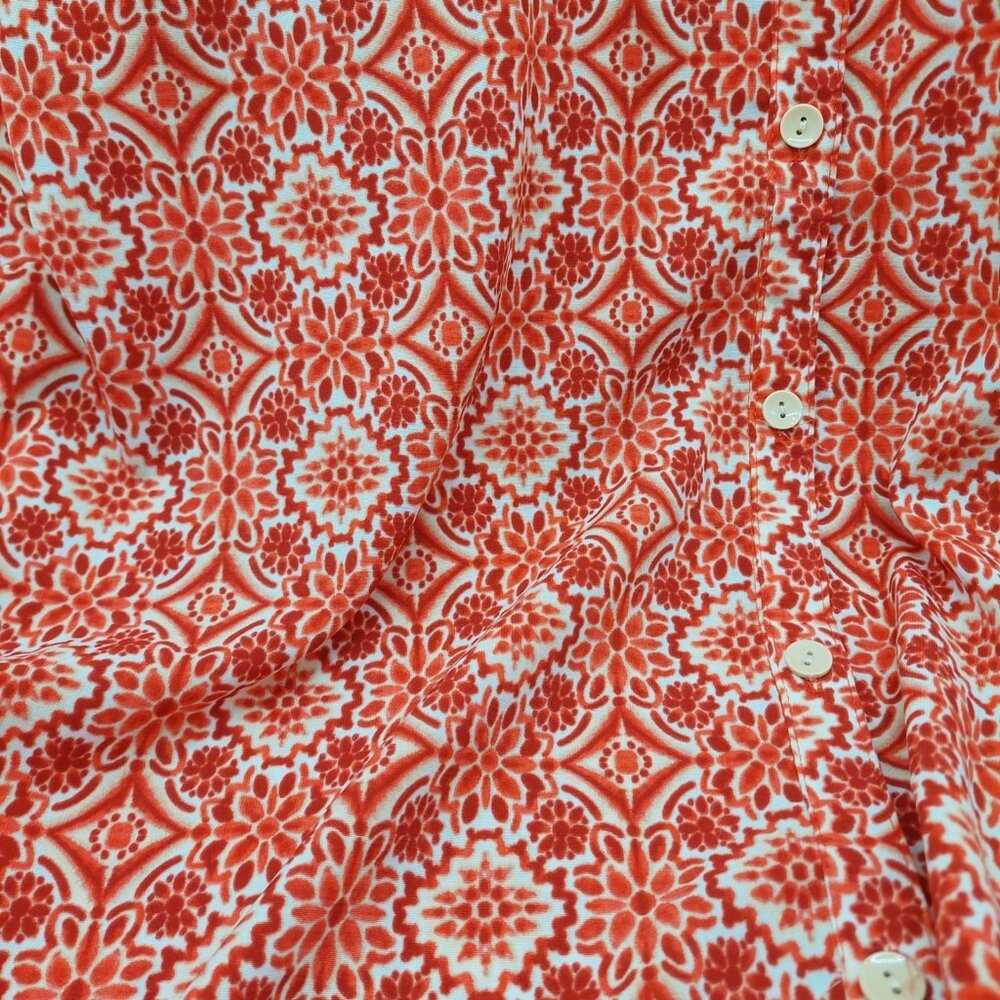 Catherines Shirt Size 4x Orange White Short Sleeves Blouse Size 30/32 - Picture 7 of 8